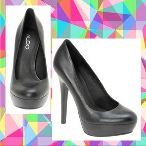 👠 Aldo Black Leather Stilettos